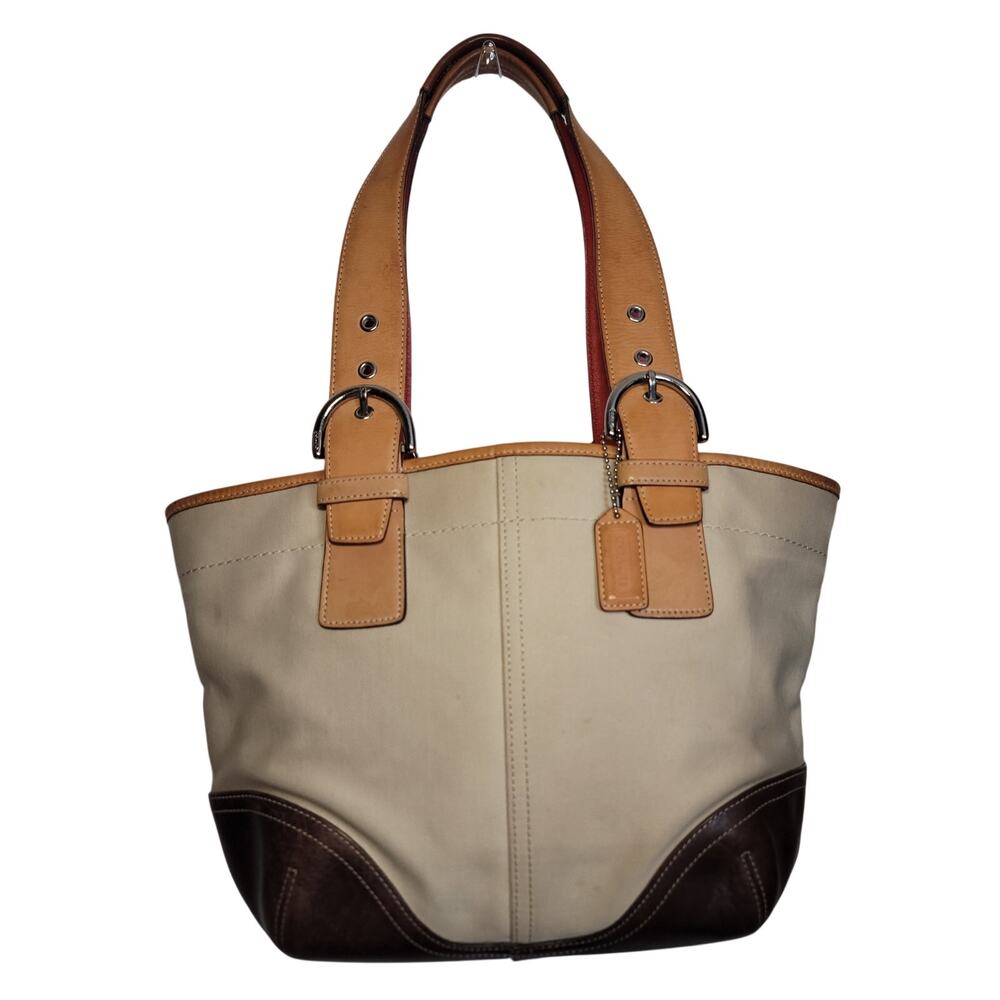 Y2K Coach Soho Twill Tote Cream/Brown